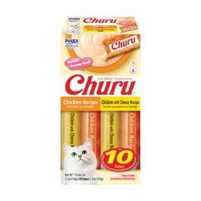 Inaba Churu Creamy, Lickable Pure Cat Treat, 0.5 oz Tube, 10 Tubes, Chicken Variety