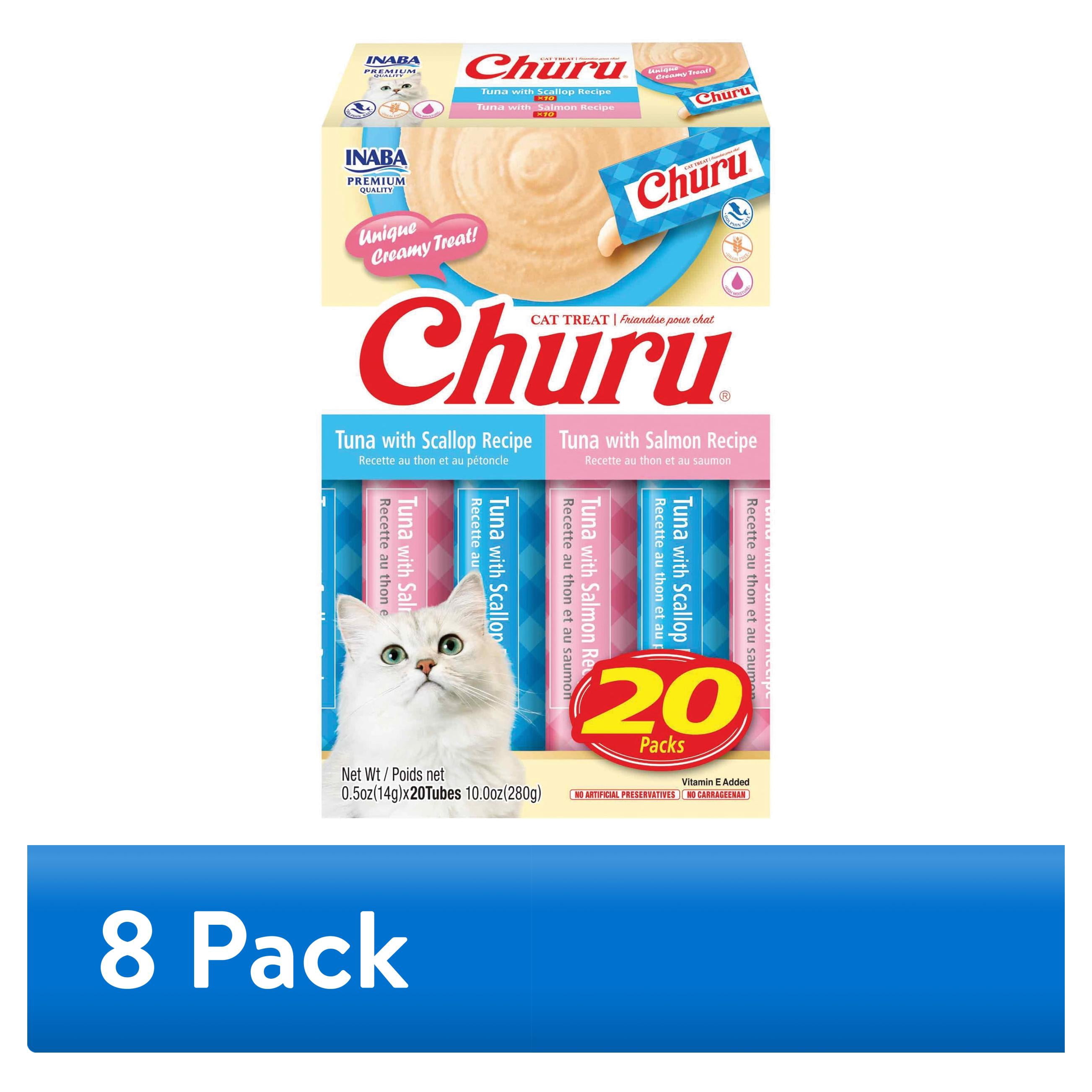 (8 pack) Inaba Churu Creamy, Lickable Wet Cat Treats, 0.5 oz, 20 Tubes, Tuna Variety