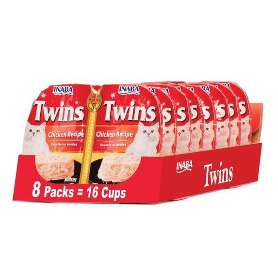 Inaba Twins Wet Cat Topper Cups, 1.23 oz Serving, 16 Servings, Chicken