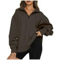 thumbnail image 1 of Inadays 10-Pack Women Half Zip Oversized Sweatshirts Long Sleeve Solid Color Hoodie Sweater Drop Shoulder Workout Teen Girls Fall Y2K Pullover Jacket, Brown, L, 1 of 5