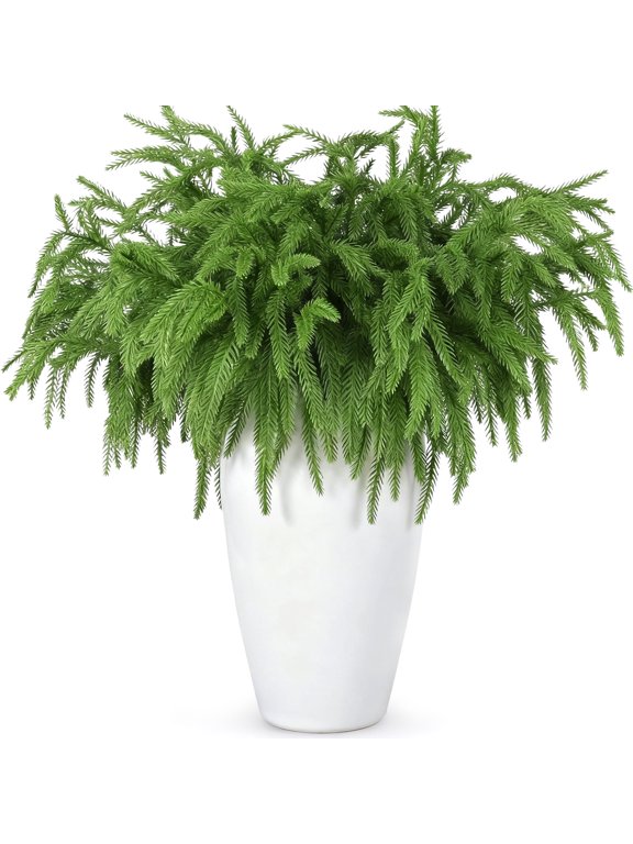 12 Pcs Christmas Norfolk Pine Branches, Norfolk Pine Artificial Christmas Stems DIY Crafts Faux Christmas Greenery Norfolk Pine Branches for Xmas Wreath Garland Home Decor