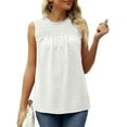 thumbnail image 1 of Inadays 2023 Women's Summer Top Ruffle Sleeveless Blouse Swiss Dot Flowy Shirt Tunic Top Summer Casual Cute Blouse, White, XL, 1 of 6
