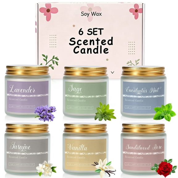 Inadays 6 Pack Candles for Home Scented Aromatherapy Candle Gifts Set for Women, Lavender Candle, 300 Hour Long Lasting Candles, Stocking Stuffers, Birthday, Valentine, Christmas, Anniversary Present
