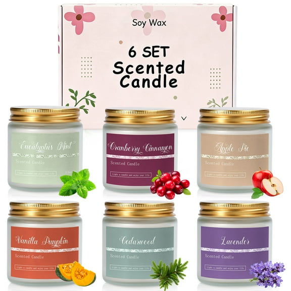 Inadays 6 Pack Candles for Home Scented Aromatherapy Candle Gifts Set for Women, Lavender Candle, 300 Hour Long Lasting Candles, Stocking Stuffers, Birthday, Valentine, Christmas, Anniversary Present