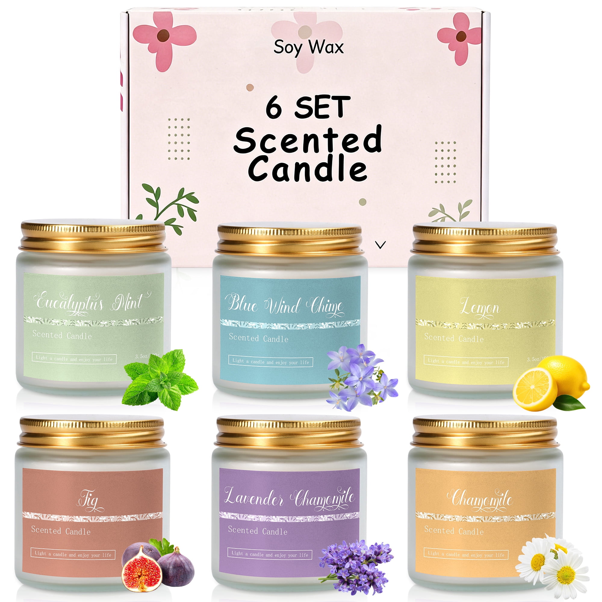Inadays, Scented Aromatherapy Candles, 6 Pack, Long Lasting Soy Wax ...