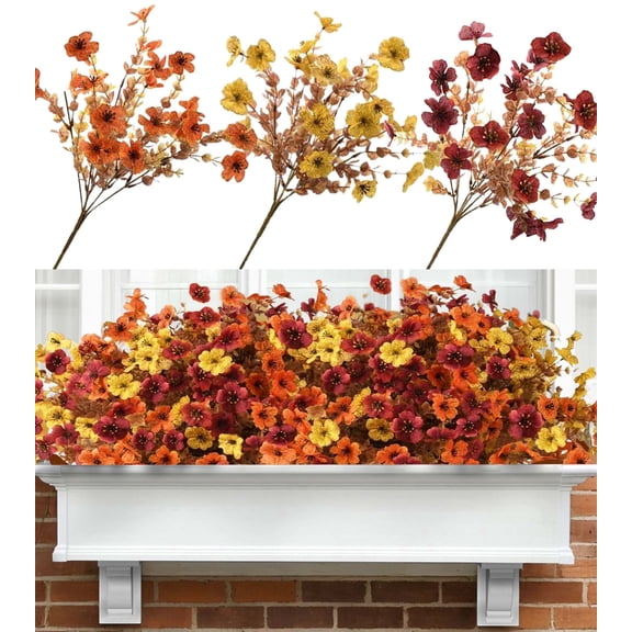 Inadays Artificial Flowers for Outdoor Indoor, 24 Bundles Fake Plant Fall Plants Colorful Daisy UV Resistant for Garden Yard Wedding Farmhouse Balcony Porch Patio