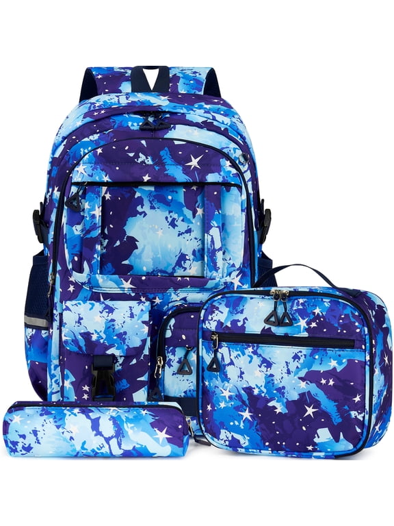 School Backpacks for Teens 3PCS Set Middle School Bookbag Students Lightweight Durable Casual Outdoor Daypack College