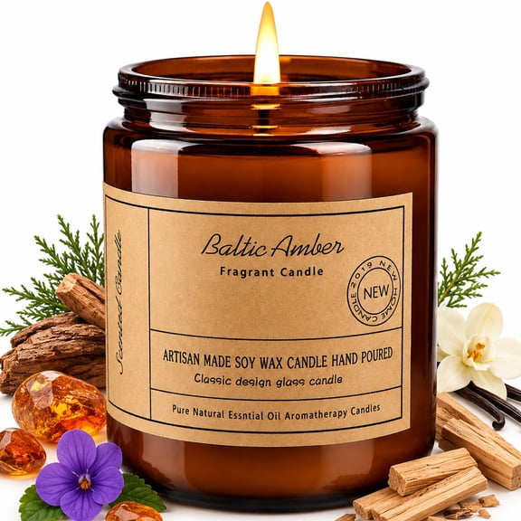 Inadays Scented Candles for Home Baltic Amber Scented Aromatherapy Candles Soy Wax Candle Gift for Christmas Women Men Amber Jar Candle, 7oz