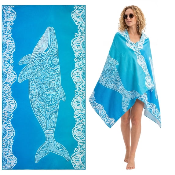 Inadays Beach Towel Sand Free Absorbent Lightweight Compact Warp-knitted Pool Towels for Swimming Camping Yoga Gym Travel Easy Pack Beach Essentials Accessories for Adults Women Men Vacation Gift