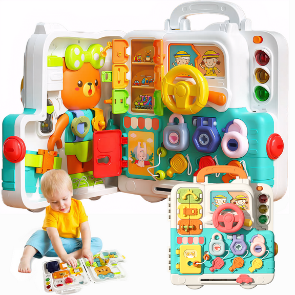 Inadays Busy Board Toddler Toys for 1-2 Year Old Boy, Learning Sensory Toys, Motor Skills Developmental Toy for 12-18 Month Age,Christmas Birthday Gift for 1 2 3 Years Old Boys Girls