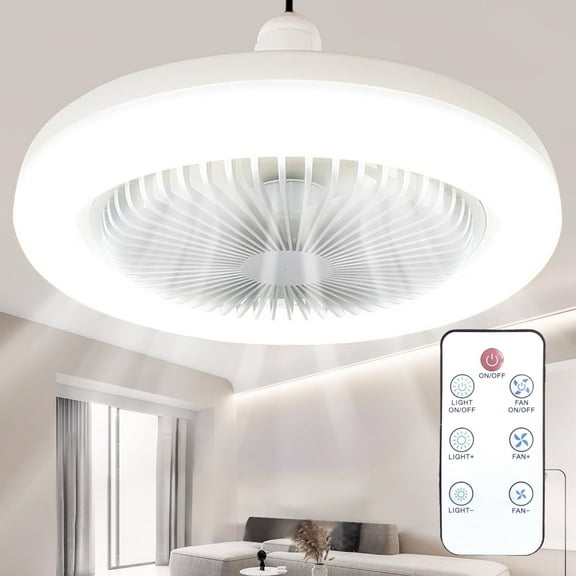 Inadays Ceiling Fan with Lights and Remote Control Socket Fan Light Bulb Light 10.6 Inch