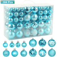 thumbnail image 1 of Inadays Christmas Balls Ornaments for Christmas Trees 104Pcs Shatterproof Plastic Christmas Ornament Set for Xmas Tree Decoration Hanging Ball for Holiday Wedding Party, Light Blue, 1 of 7