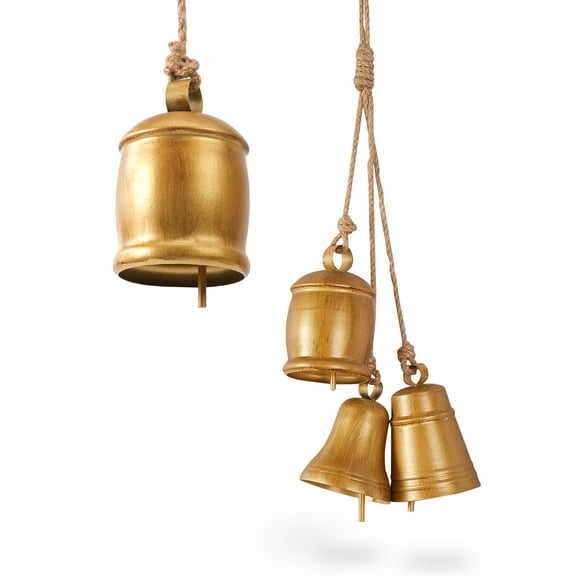 Inadays Christmas Decorations Cow Bell With Jute Hanging Rope Vintage Home Decor For Weddings, Parties, Christmas Tree
