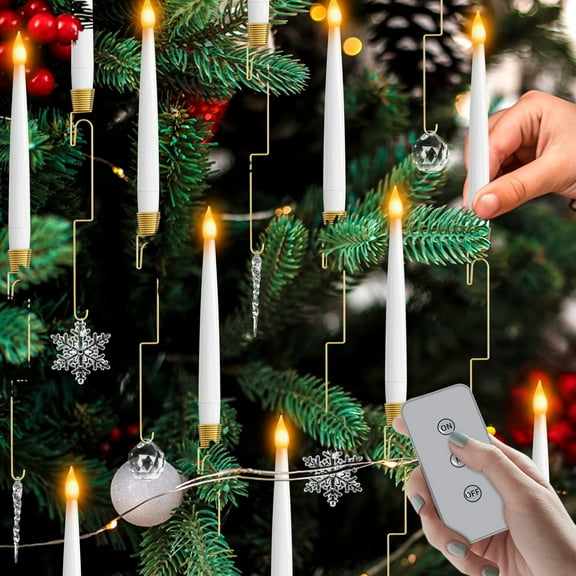 Inadays Christmas Decoration Christmas Tree Ornaments 12 Pack Flameless Candles with Remote Timer Flickering LED for Xmas Tree Indoor Holiday Home Party Decor