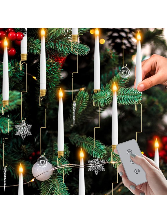 Christmas Decoration Christmas Tree Ornaments 12 Pack Flameless Candles with Remote Timer Flickering LED for Xmas Tree Indoor Holiday Home Party Decor