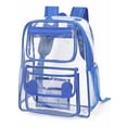 thumbnail image 1 of Inadays Clear Backpack for School PVC Clear Bookbag Heavy Duty Transparent Backpacks for Stadium Events Multiple Pockets See Through Bag for Concert Work Security Travel Festival, Blue, 1 of 6