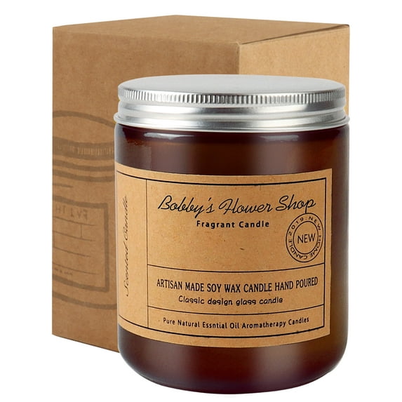Inadays Scented Candles for Home Bobby's Flower Shop Scented Aromatherapy Candles Soy Wax Candle Gift for Christmas Women Men Amber Jar Candle, 7oz