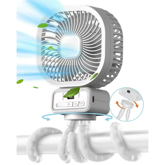 Inadays Inadays Fortable Fan Stroller Fan Desk Oscillating Fan Battery Operated Rechargable 5000 mAh Table Mini Small Fan Adjustable 3 Speeds with Light