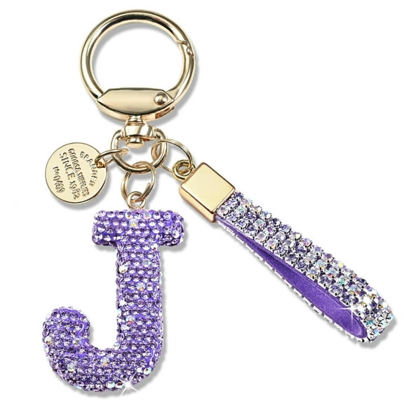 Inadays Initial Letter Keychain Gift for Women Girls Bling Sparkly Cute Backpack Car Key Accessories Lanyard