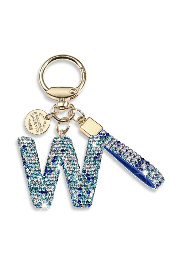 Initial Letter Keychain Gift for Women Girls Bling Sparkly Cute Backpack Car Key Accessories Lanyard