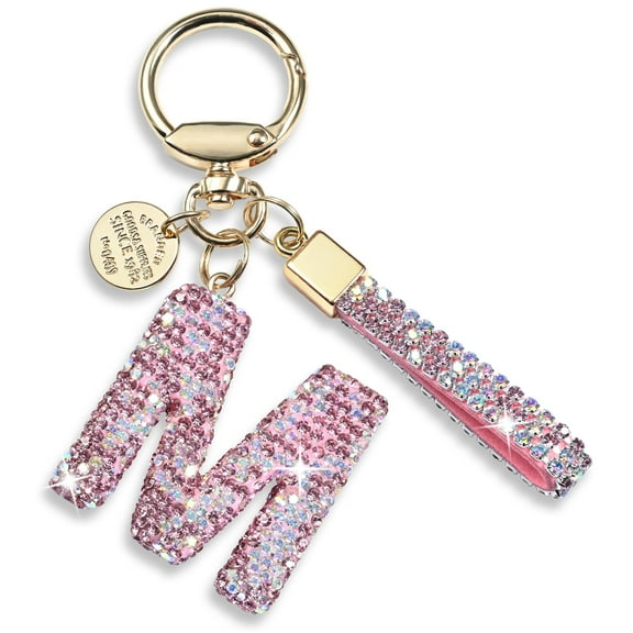 Inadays Initial Letter Keychain Gift for Women Girls Bling Sparkly Cute Backpack Car Key Accessories Lanyard