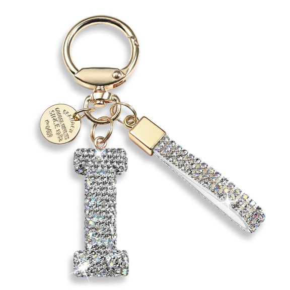 Inadays Initial Letter Keychain Gift for Women Girls Bling Sparkly Cute Backpack Car Key Accessories Lanyard