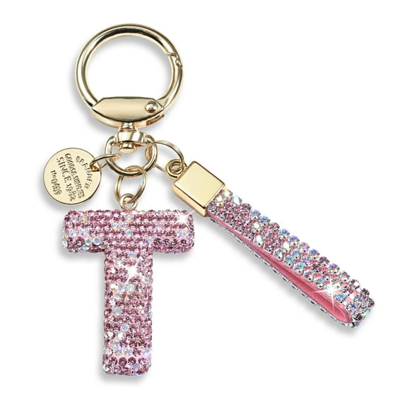 Inadays Initial Letter Keychain Gift for Women Girls Bling Sparkly Cute Backpack Car Key Accessories Lanyard