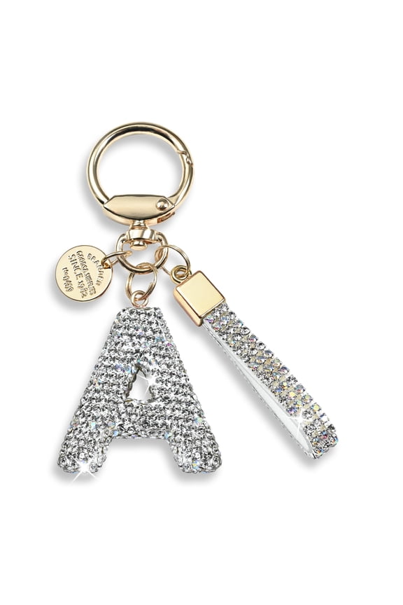 Initial Letter Keychain Gift for Women Girls Bling Sparkly Cute Backpack Car Key Accessories Lanyard