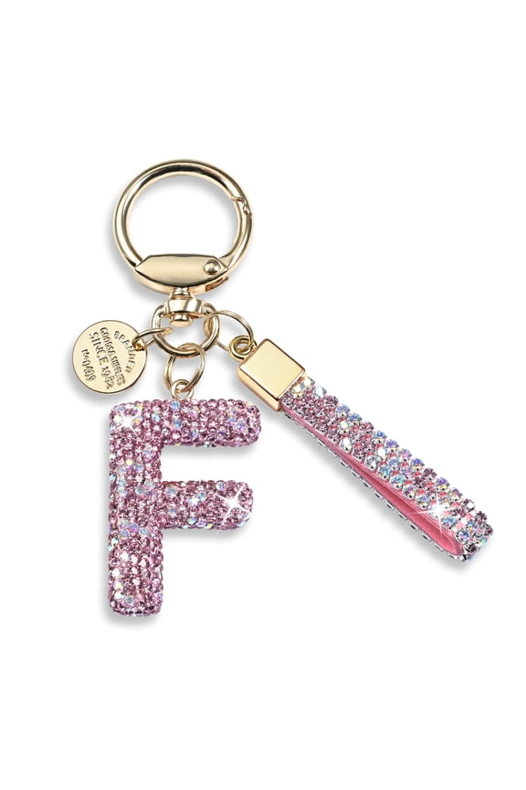 Initial Letter Keychain Gift for Women Girls Bling Sparkly Cute Backpack Car Key Accessories Lanyard
