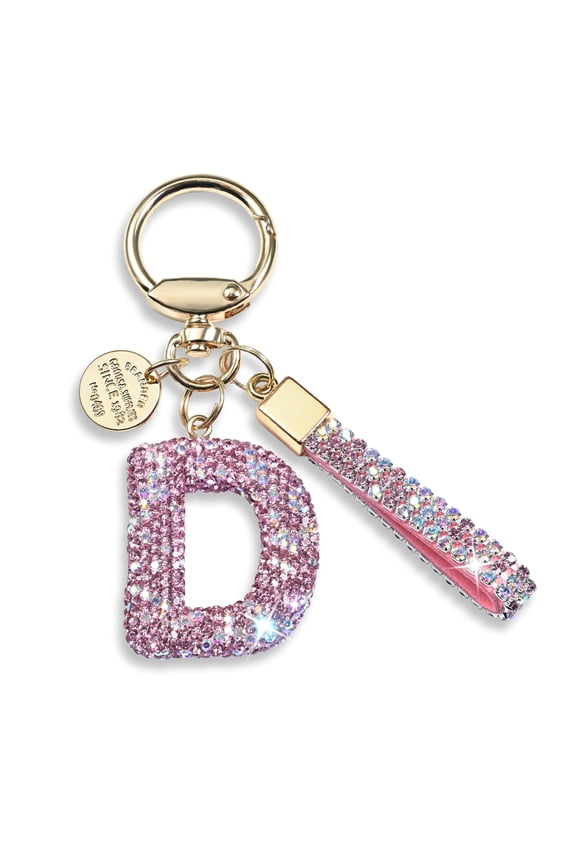 Initial Letter Keychain Gift for Women Girls Bling Sparkly Cute Backpack Car Key Accessories Lanyard