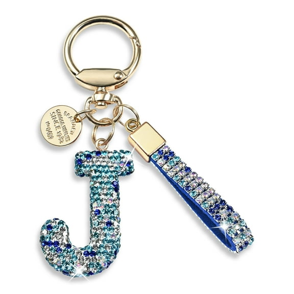 Inadays Initial Letter Keychain Gift for Women Girls Bling Sparkly Cute Backpack Car Key Accessories Lanyard