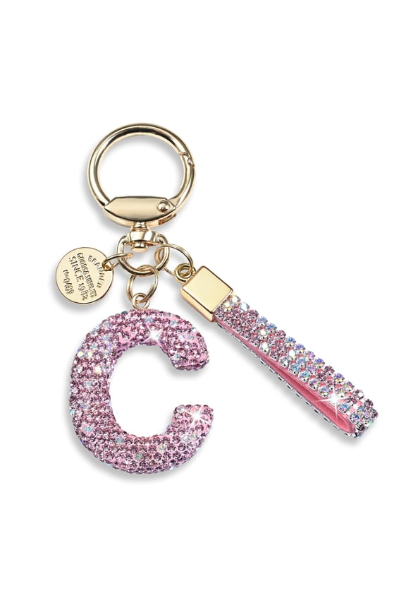 Initial Letter Keychain Gift for Women Girls Bling Sparkly Cute Backpack Car Key Accessories Lanyard