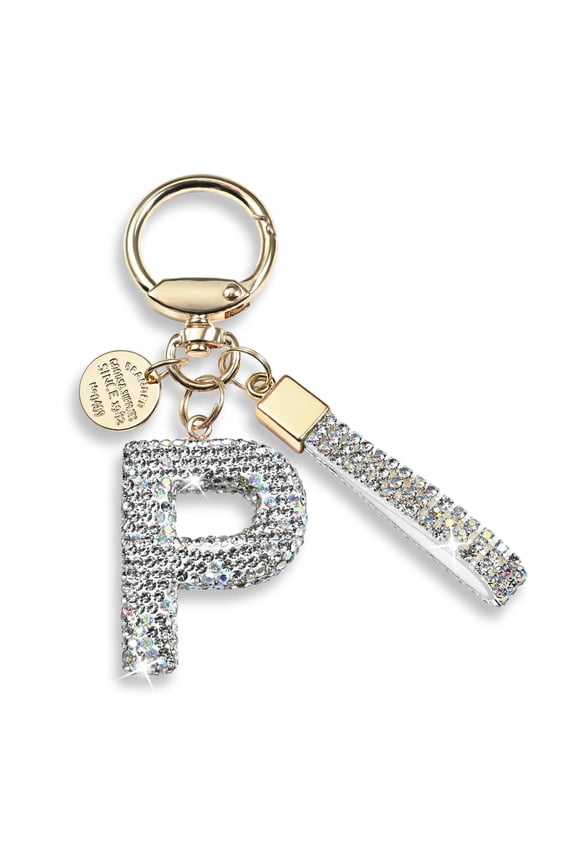 Initial Letter Keychain Gift for Women Girls Bling Sparkly Cute Backpack Car Key Accessories Lanyard
