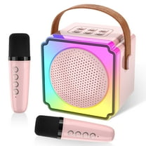 Inadays Karaoke Machine for Kids Portable Bluetooth Speaker with Wireless Microphones Christmas Birthday Family Party Gifts for Girls Boys Toddler Toys Pink
