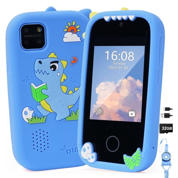 Inadays Kids Smart Phone for Boys Gifts - Toddler Christmas Birthday Gift for Age 3 4 5 6 7 8 Year Old, Kids Cell Phone Toy with Touchscreen, Dual Cameras, Learning,Mp3 Player,Games with 32 GB Card