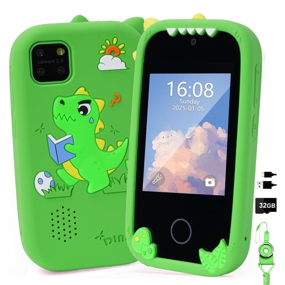 Inadays Kids Smart Phone for Boys Gifts - Toddler Christmas Birthday Gift for Age 3 4 5 6 7 8 Year Old, Kids Cell Phone Toy with Touchscreen, Dual Cameras, Learning,Mp3 Player,Games with 32 GB Card