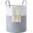 thumbnail image 1 of Inadays Laundry Basket 51L Large Clothes Laundry Hamper Woven Cotton Rope Tall Laundry Bag Baskets Toy Storage Organizer Collapsible Storage Basket for Blanket, Toys, Clothes, Pillows, Gray White, 1 of 9