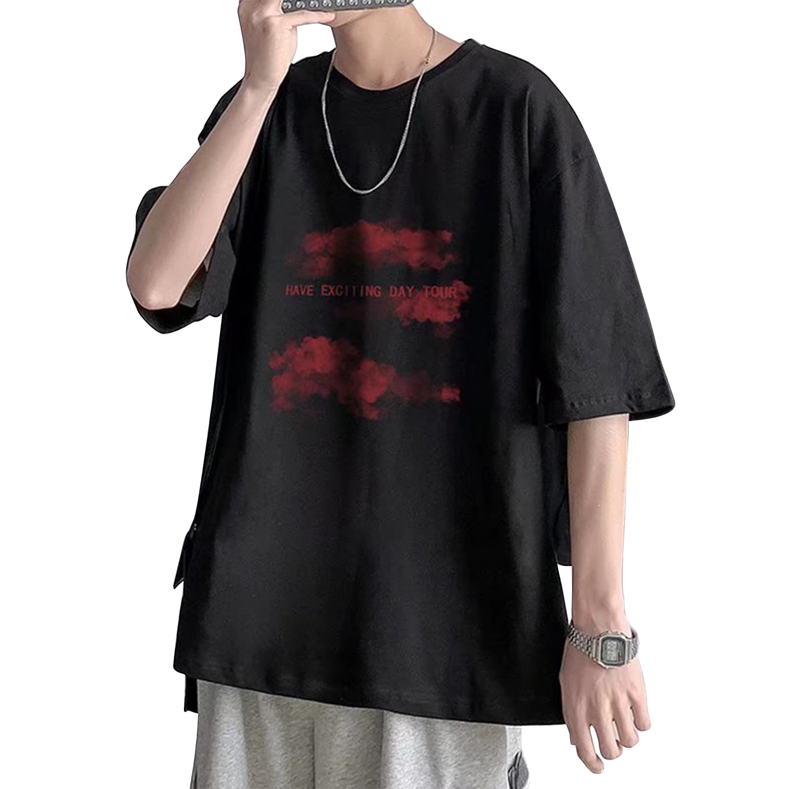 ◆Wai Kei◆ Cloud illustration short sleeve t-shirt black Inadays Men's Graphic Tee Cloud Printed Short Sleeve T-Shirt