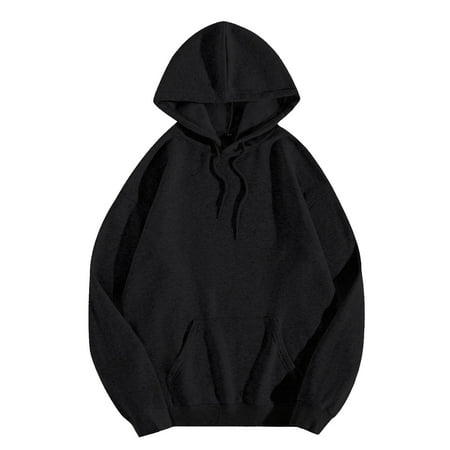 Inadays Men's Hoodie Casual Sweatshirt Long Sleeve Drawstring with a Big Pocket Classic Lightweight Pullover Sizes M-3XL, Black, 2XL