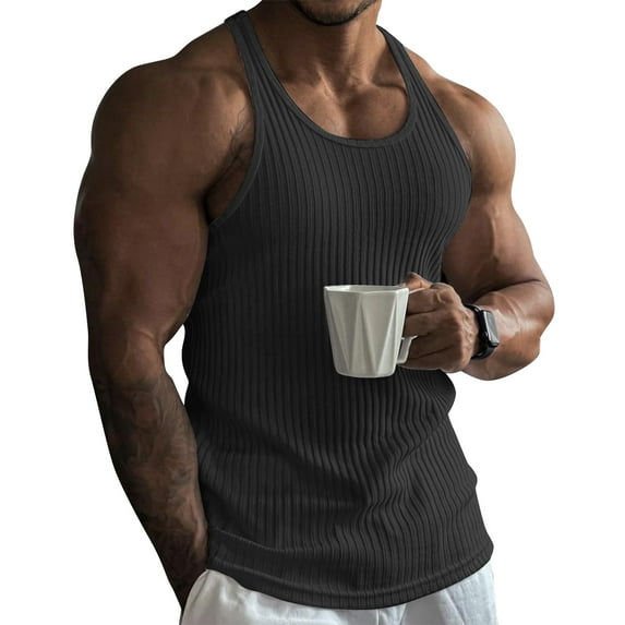 Inadays Men's Workout Tank Top Gym Fitness Athletic Shirts Quick Dry Bodybuilding Sleeveless Plain Muscle T Shirts, Dark Gray, XL