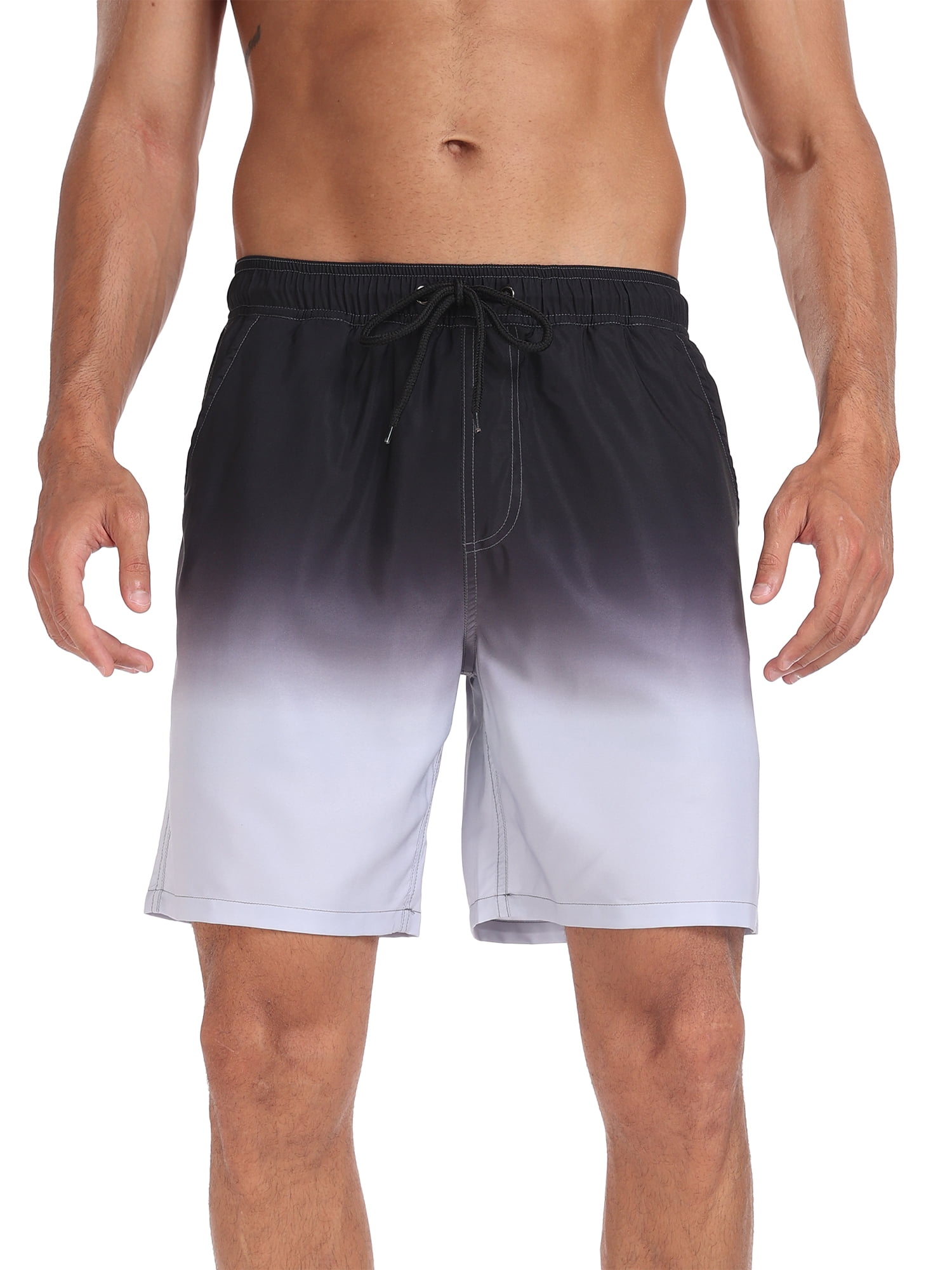 Inadays Mens Swim Trunks with Compression Liner Quick Dry Sports Beach Shorts for Men Swimming Board Shorts Bathing Suits with Pockets Swimwear Surfing S to XL Black and White Walmart Business Supplie...