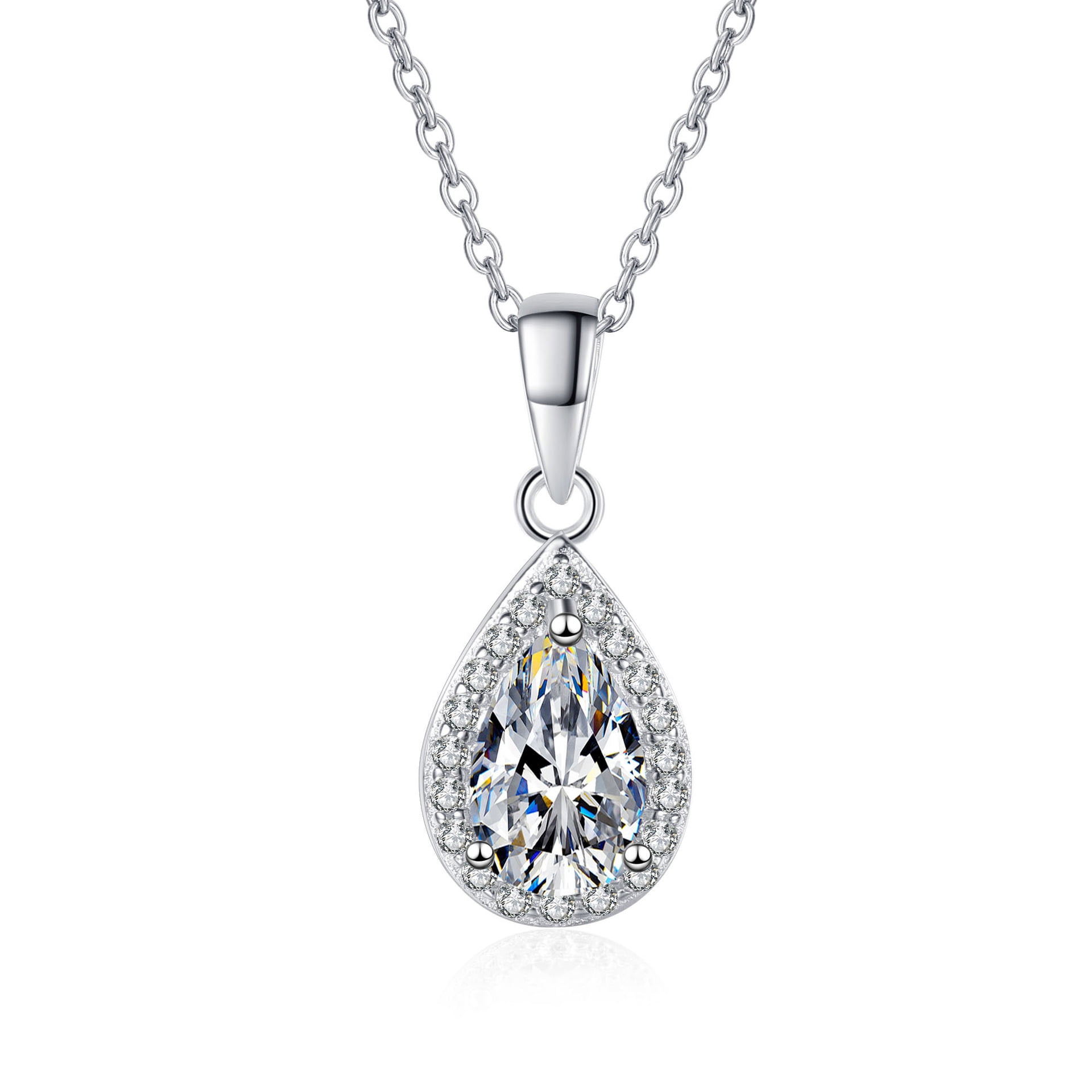 Inadays Necklaces for Women 925 Sterling Silver Pendant Necklace Cubic Zirconia Dainty Chain Gift for Her