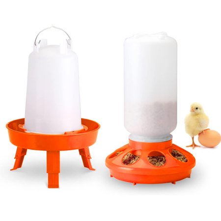 Inadays Adjustable Chicken Feeder and Drinker Set, Poultry Outdoor Feeder, Spill-Proof, Easy-to-Clean Design for Chicks, ABS Plastic Poultry Supplies, 3 Height Settings for Ducks, Geese, and Hens