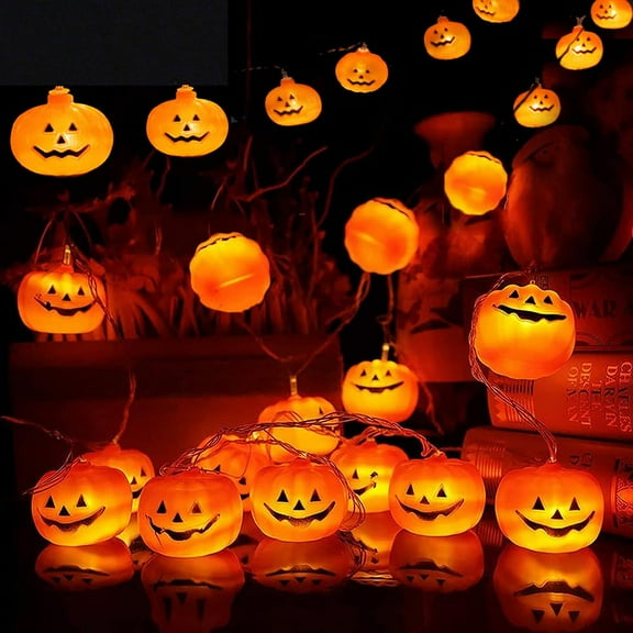 Inadays Pumpkin String Lights, 9.8 Feet 20 LED Battery Operated Holiday Lights, 2 Modes Steady and Flickering Lights Waterproof for Festival, Party, Indoor Outdoor Decor