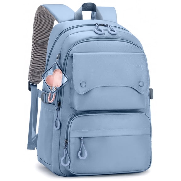 Inadays School Backpack, Large Capacity Bookbag for 15.6 Inch Laptop, Water-Resistant Cute Girlish Backpacks for Teen adults, Lightweight Travel Daypack for Middle School College, Blue
