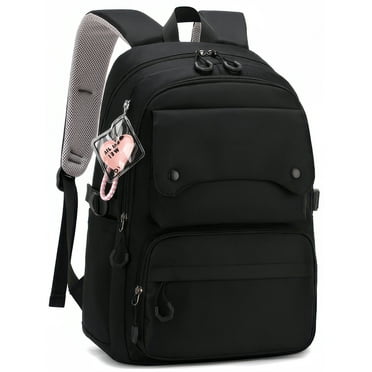 Inadays School Backpack, Large Capacity Bookbag for 15.6 Inch Laptop, Water-Resistant Cute Girlish Backpacks for Teen adults, Lightweight Travel Daypack for Middle School College, Black