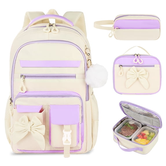 Inadays School Backpack Set Cute Bookbag With Lunch Bag Pencil Case Set for Elementary Preschool Middle