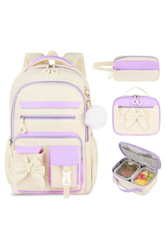 School Backpack Set Cute Bookbag With Lunch Bag Pencil Case Set for Elementary Preschool Middle