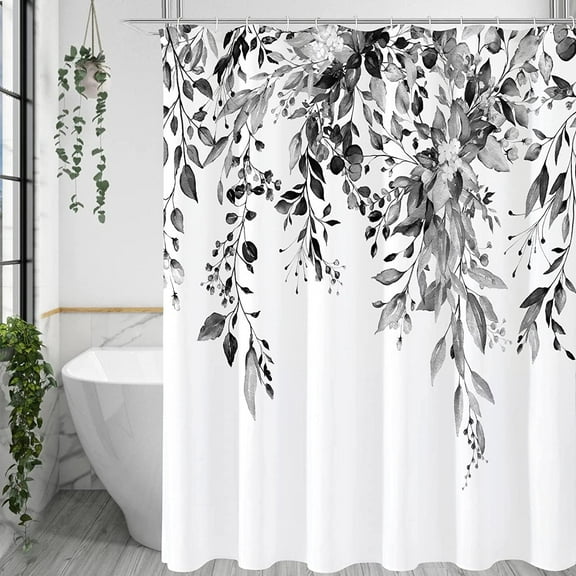 Inadays Shower Curtain Liner 72''x 72'' Floral Bathroom Decor Waterproof Fabric Shower Curtain Set with Hooks
