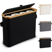 Inadays Toilet Paper Storage Basket with Lid, Bamboo Toilet Paper Storage Holder Stand Organizer for Bathroom, Toilet Paper Storage Box Container with Handle, Toilet Tissue Storage Bin for RV Closet